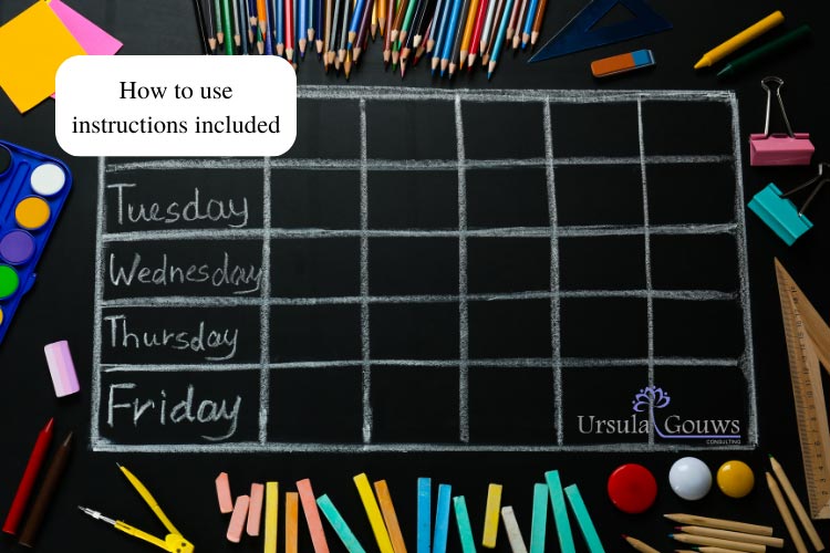 Ursula Gouws Consulting Weekly Planner